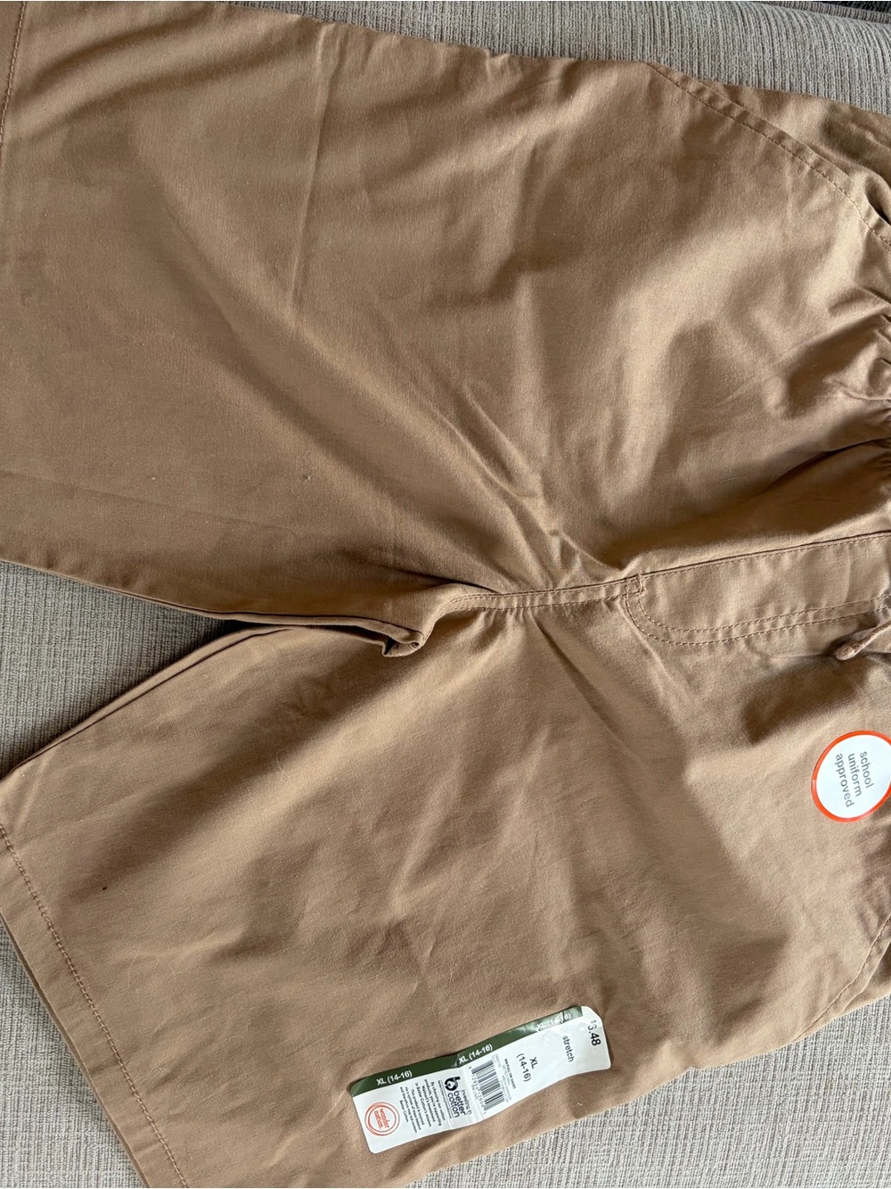 Kids Khaki Flat Front Shorts - Classic Tan